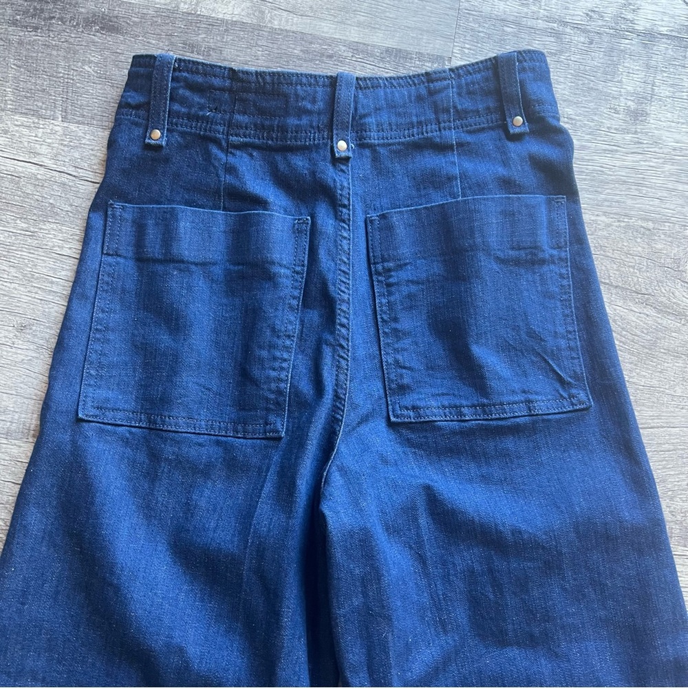 Zara Jeans Zw Collection Tailored Wide-Leg Blue High-Waist Size 4 EU 36 - Picture 10 of 11